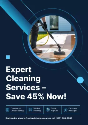 Blue Modern Cleaning Promotion Poster