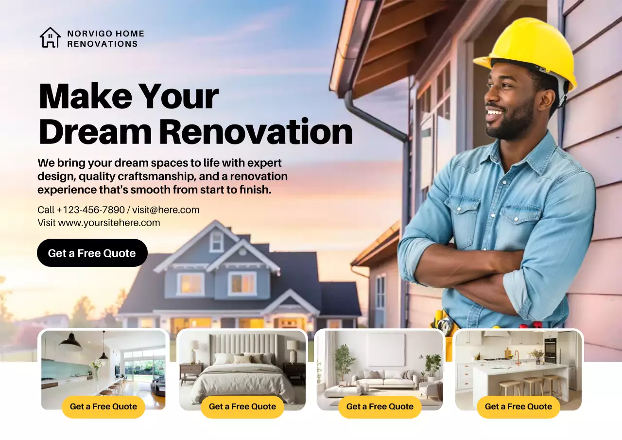 Yellow Modern House Renovation Advertisement Poster