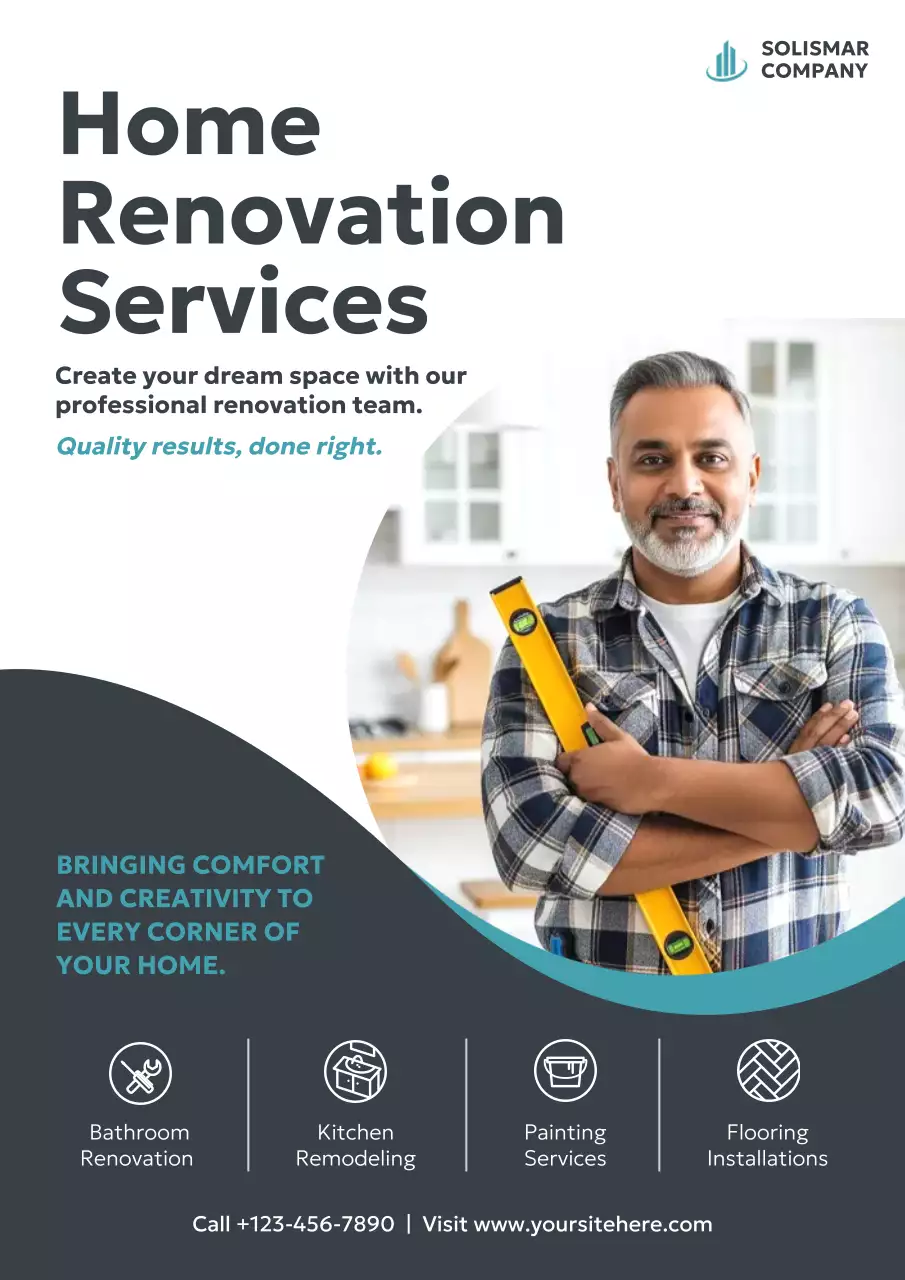 Grey Modern Renovation Promotion Poster