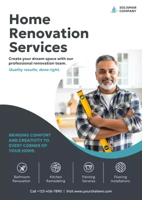 Grey Modern Renovation Promotion Poster