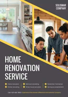 Yellow Professional Renovation Advertisement Poster