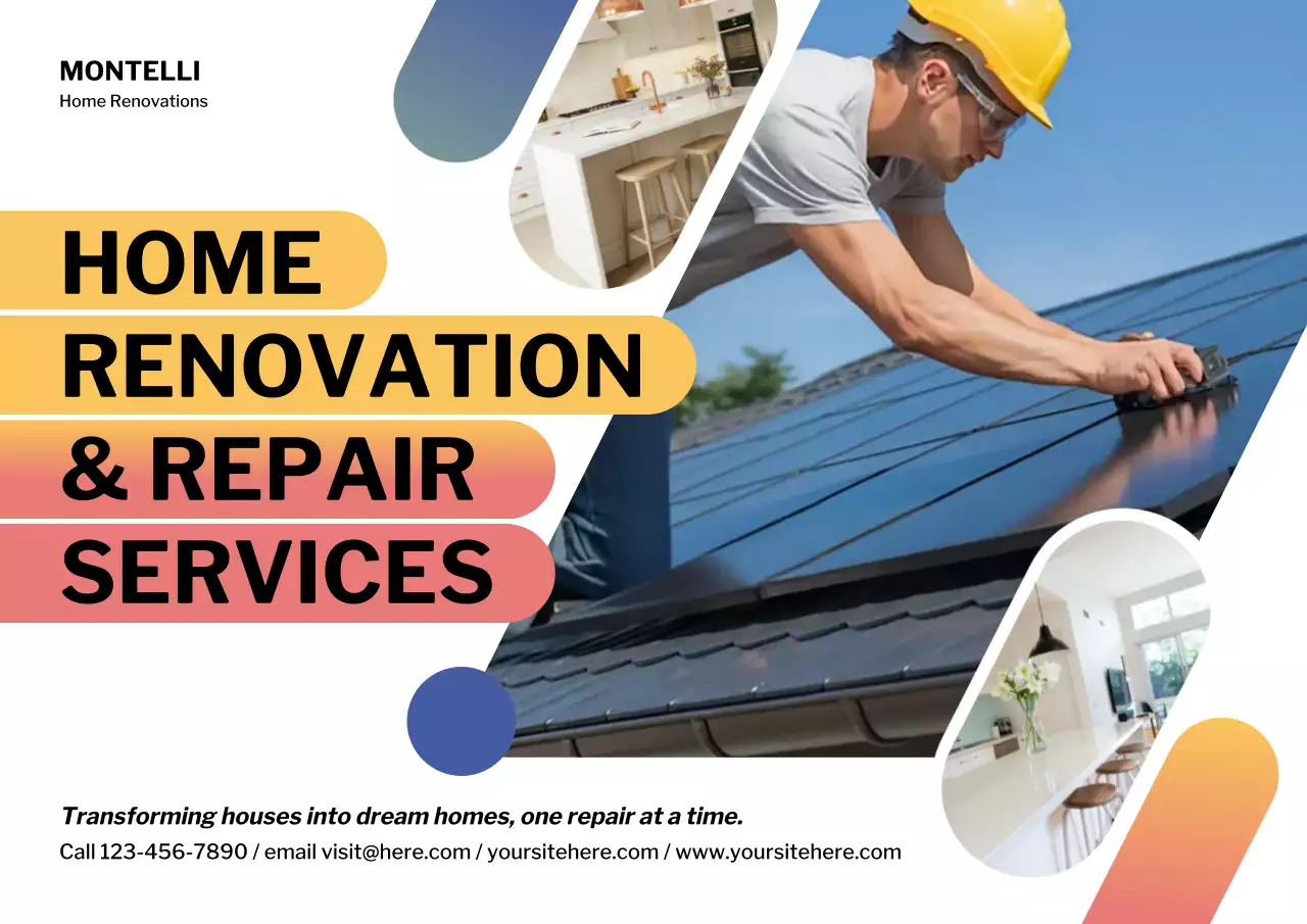 Blue Modern House Renovation Advertisement Poster