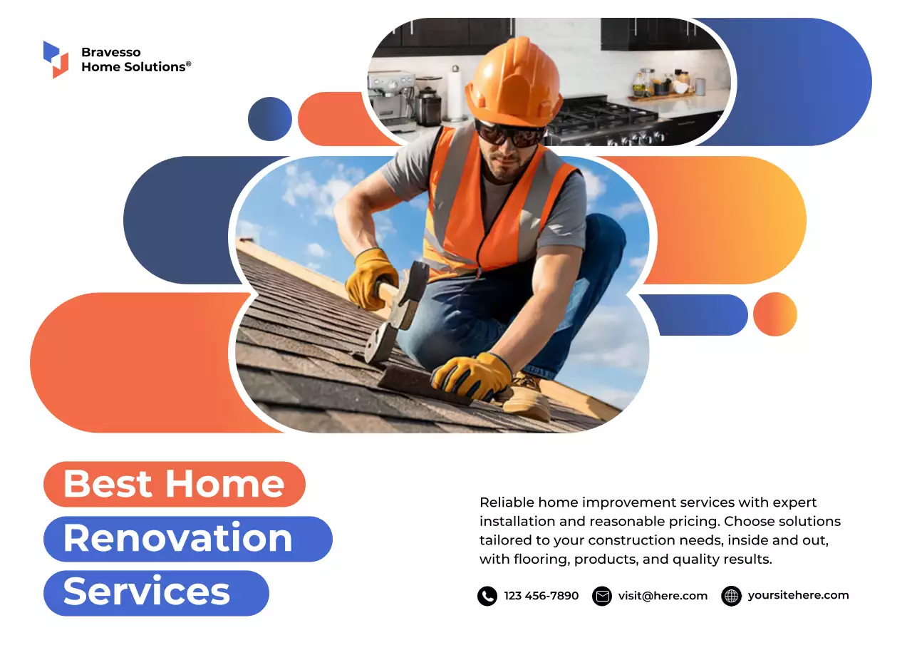 Blue Modern House Renovation advertisement Poster