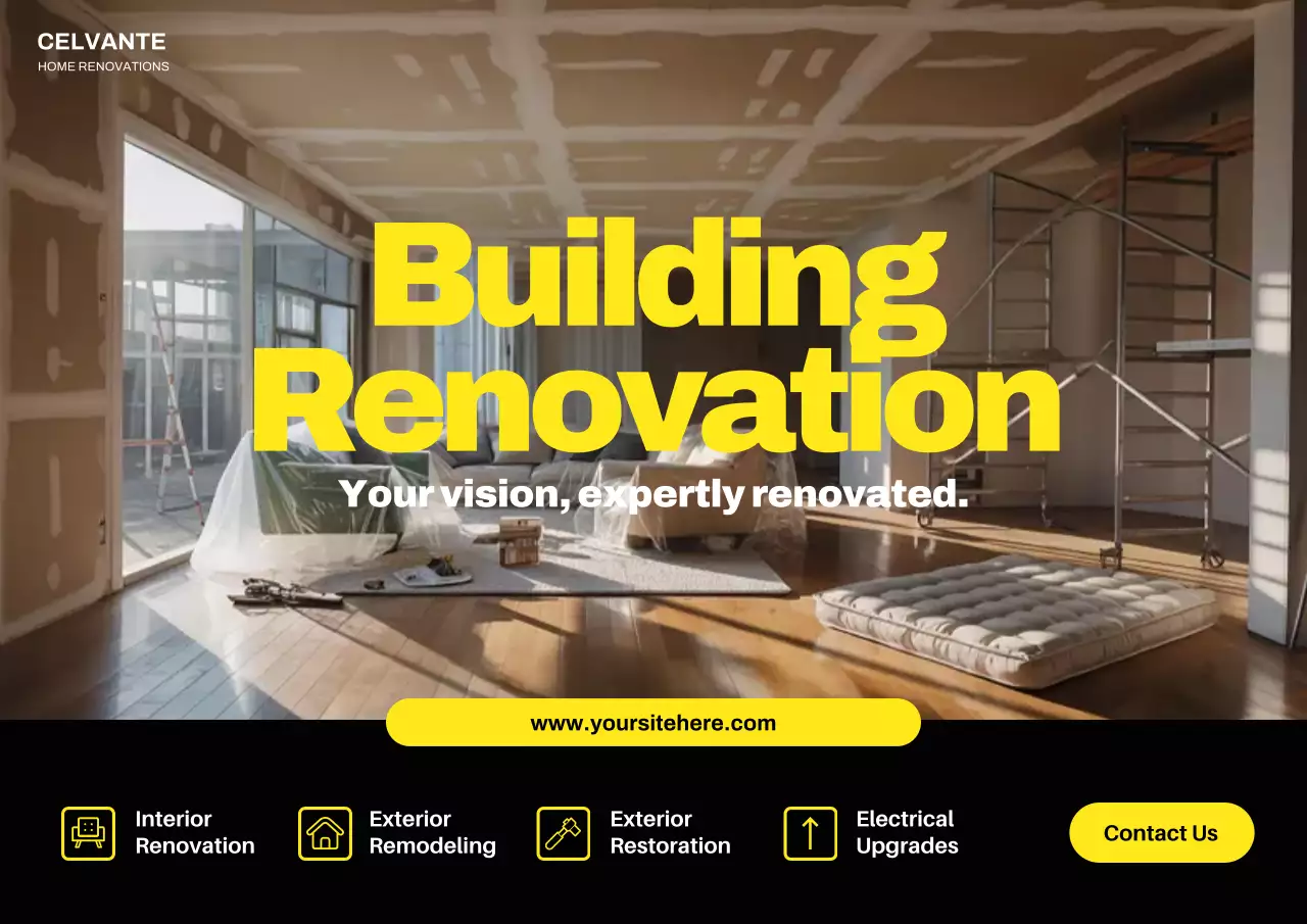 Yellow Modern House Renovation Promotion Poster