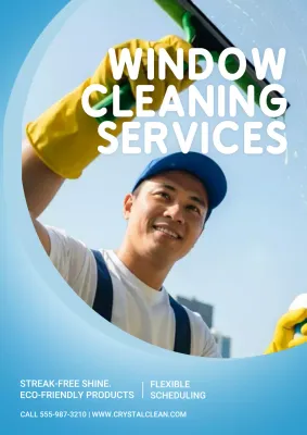 Blue Modern Cleaning Promotion Poster