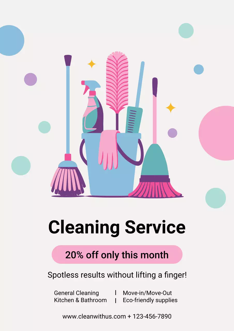 Colorful Modern Cleaning Promotion Poster