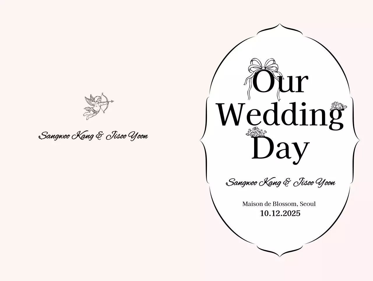 핑크 심플 결혼 초대장