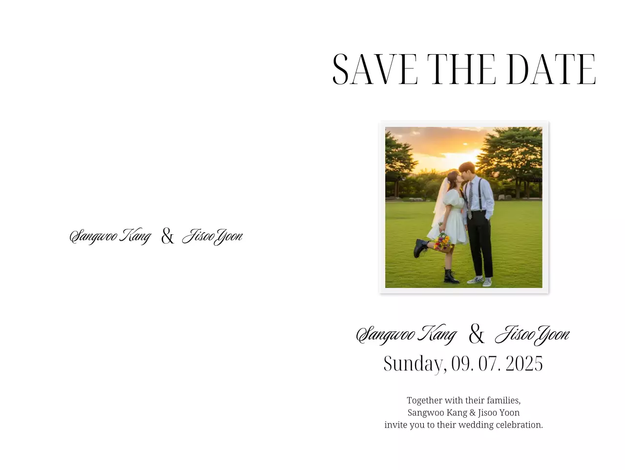 흰색 심플 결혼 초대장