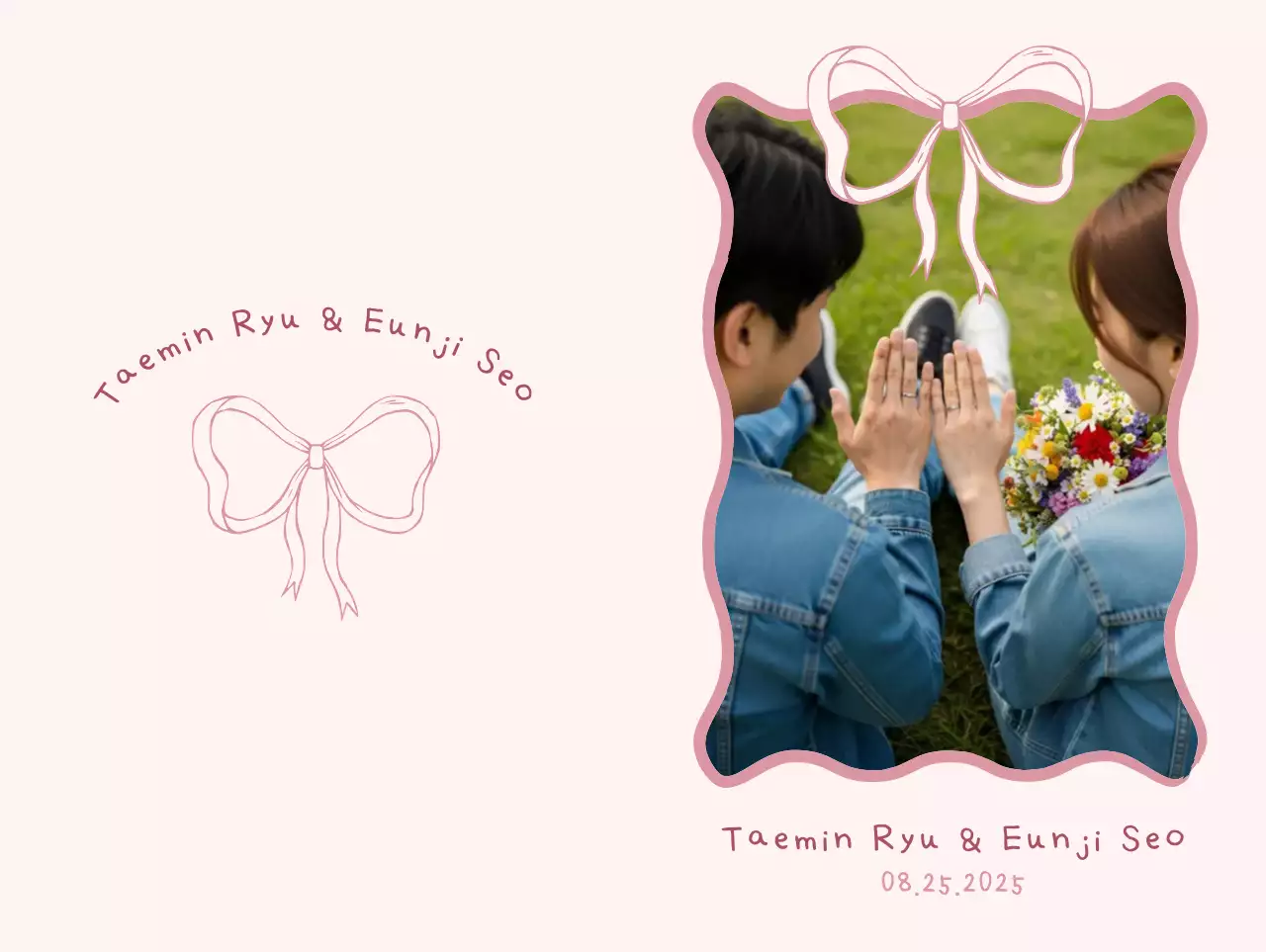 핑크 아기자기한 결혼 초대장