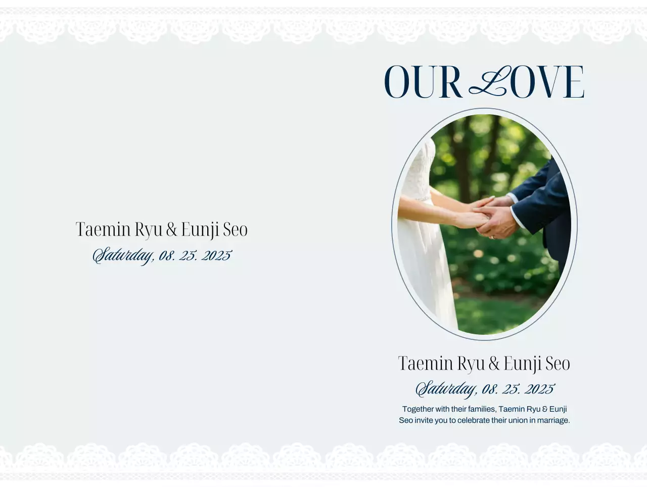 흰색 클래식 결혼 초대장