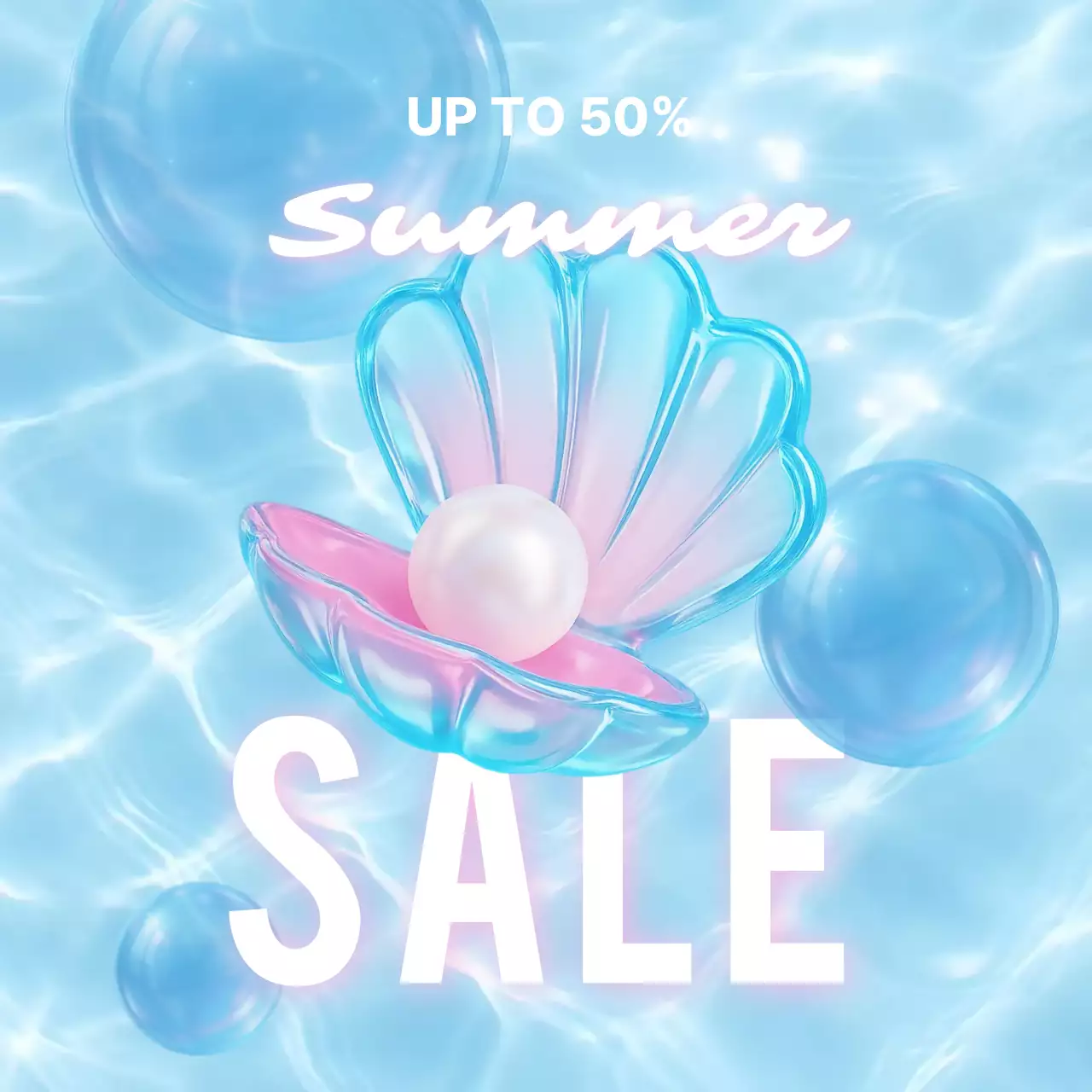 하늘색 팝 여름 세일 행사