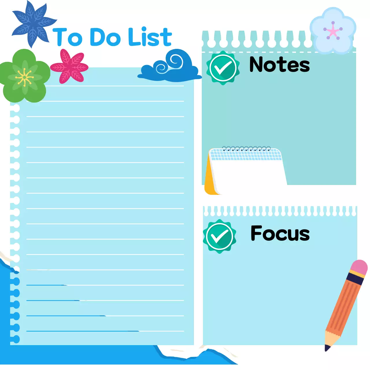 하늘색 심플 메모지 문구