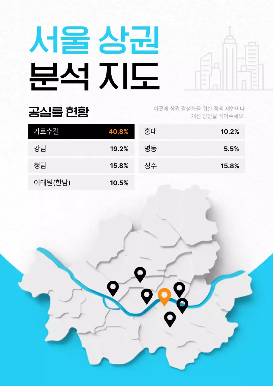 하늘색 모던 상권 분석 정보 전달