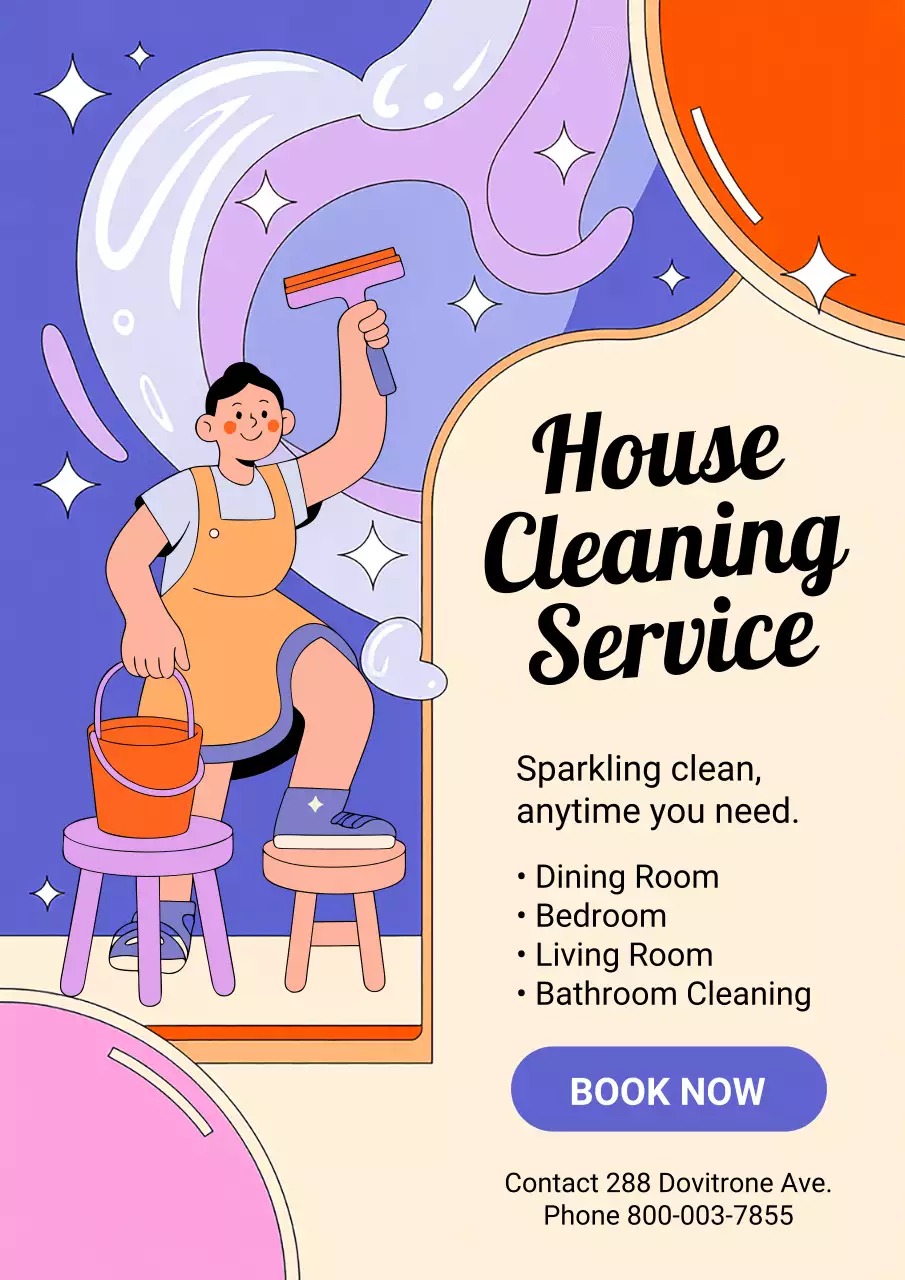 Orange Modern Cleaning Promotion Poster