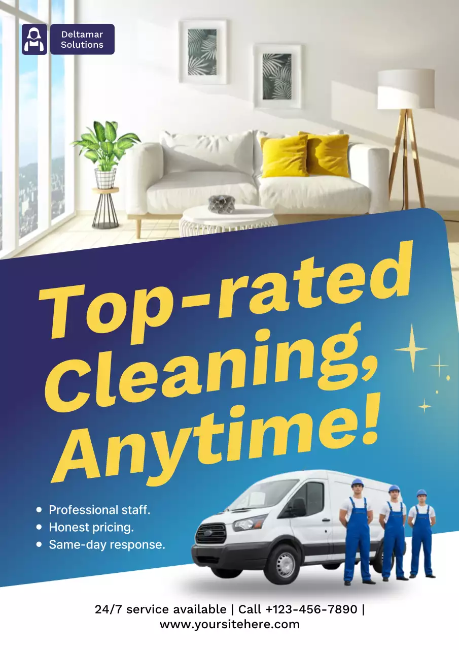Blue Modern Cleaning Promotion Poster