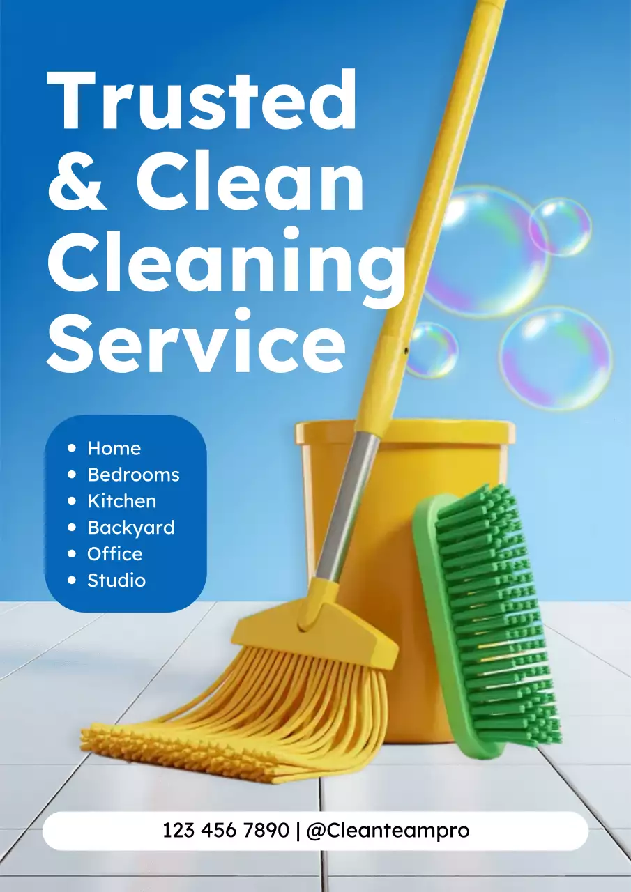 Blue Modern Cleaning Promotion Poster