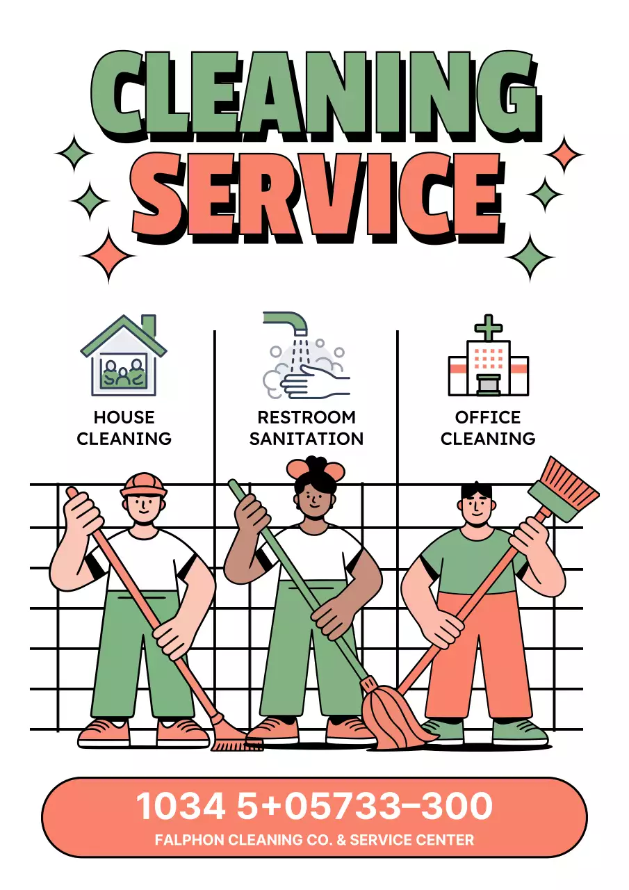 Coral Modern Cleaning Advertisement Poster