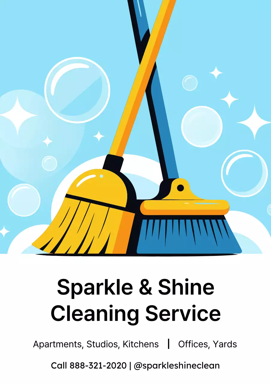 Blue Modern Cleaning Promotion Poster