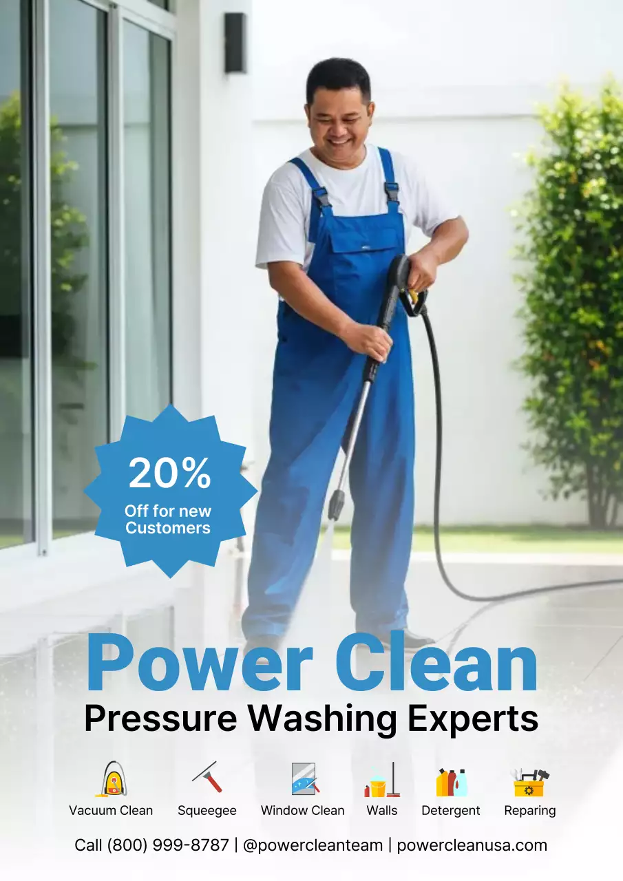 Blue Professional Cleaning Promotion Poster