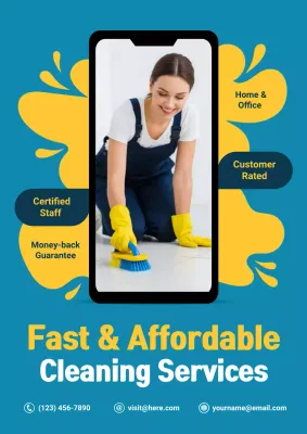 Blue Modern Cleaning Promotion Poster
