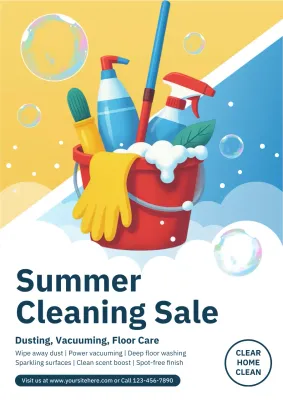 Red Modern Cleaning Promotion Poster