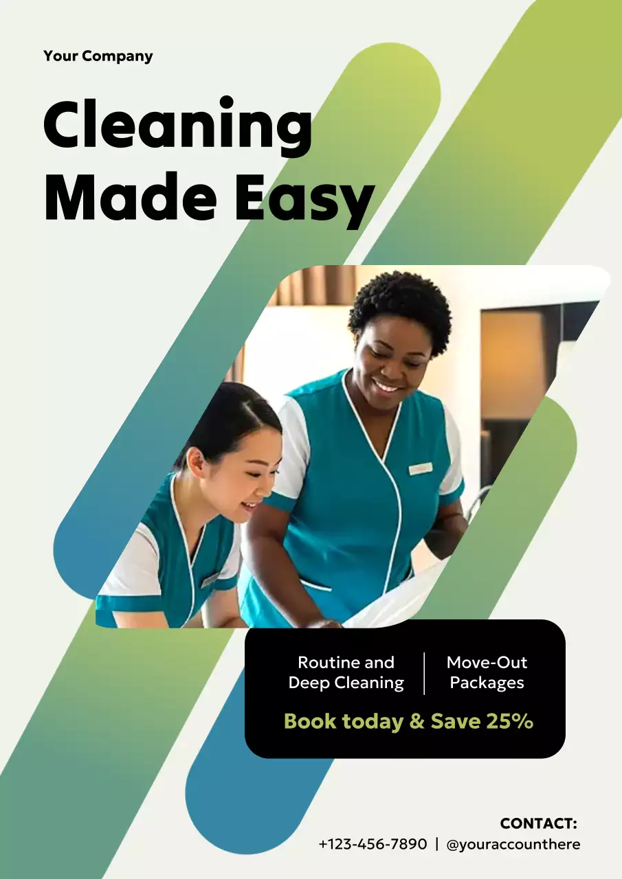 Green Modern Cleaning Promotion Poster
