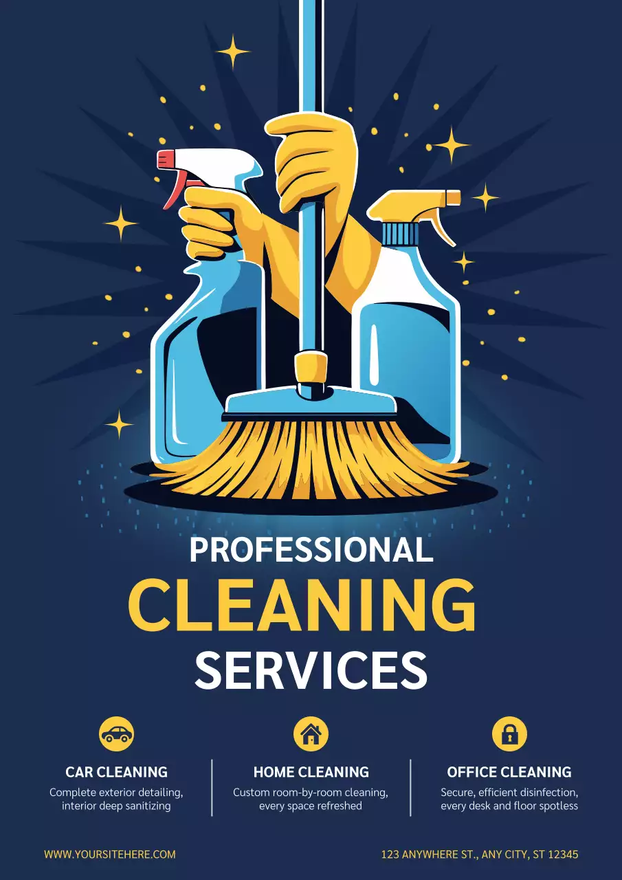 Navy Modern Cleaning Advertisement Poster