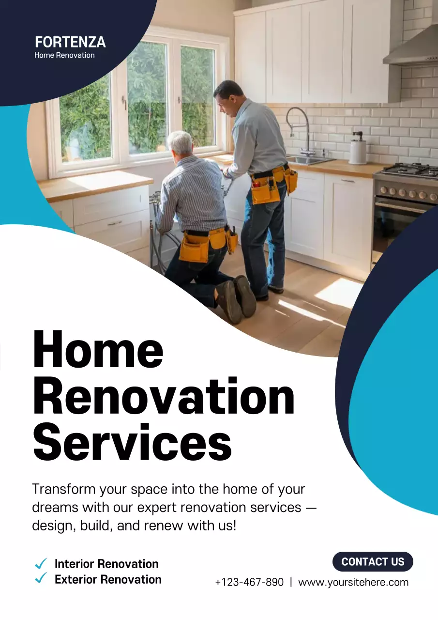 Blue Modern Renovation Promotion Poster