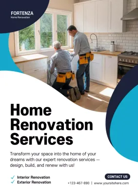 Blue Modern Renovation Promotion Poster