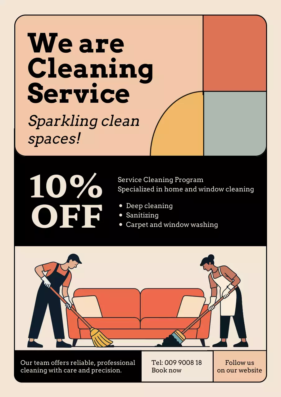 Beige Modern Cleaning Promotion Poster