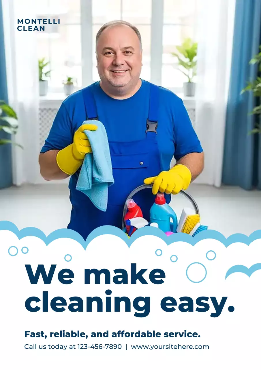 Blue Professional Cleaning Advertisement Poster