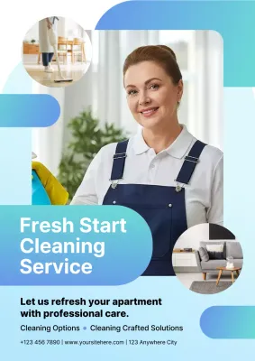 Blue Professional Cleaning Advertisement Poster