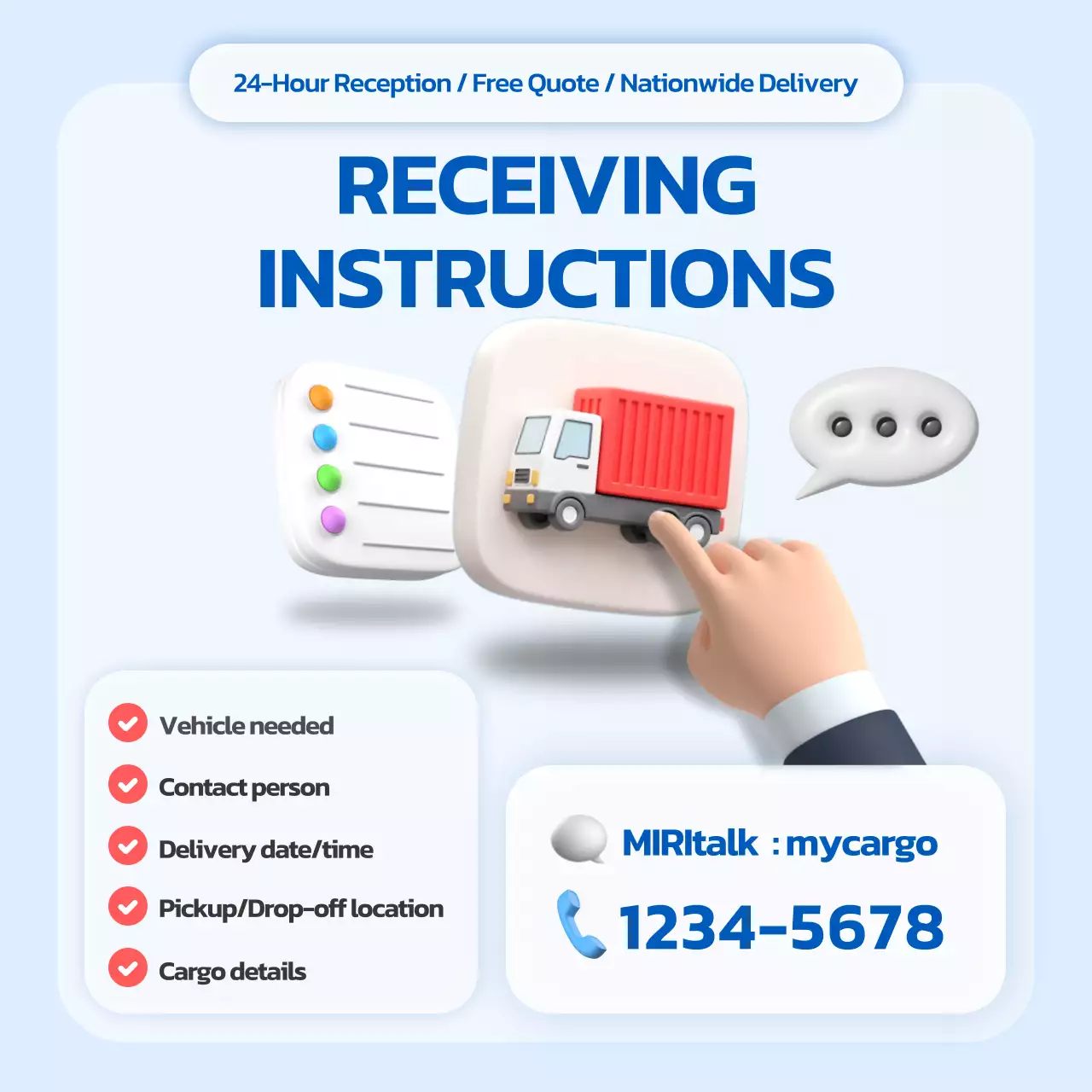 instruksi pengiriman modern biru