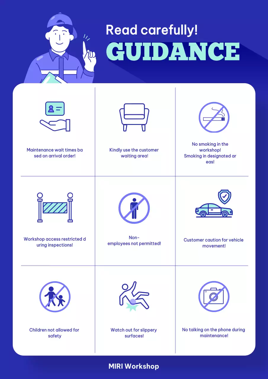 pedoman keselamatan modern berwarna biru