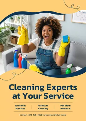 Yellow Modern Cleaning Advertisement Poster