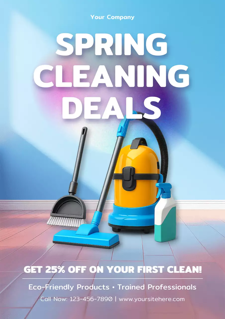 Blue Modern Cleaning Promotion Poster