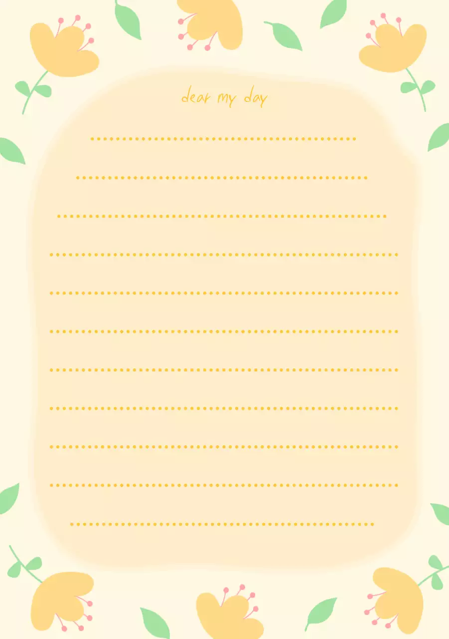 노란색 심플 꽃 패턴 편지지