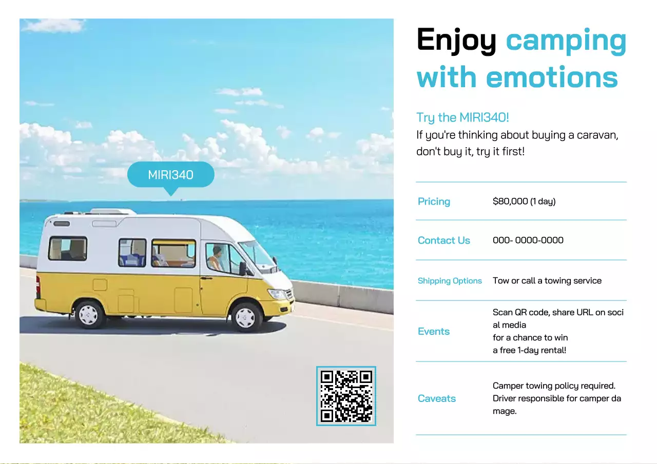 iklan berkemah modern berwarna kuning