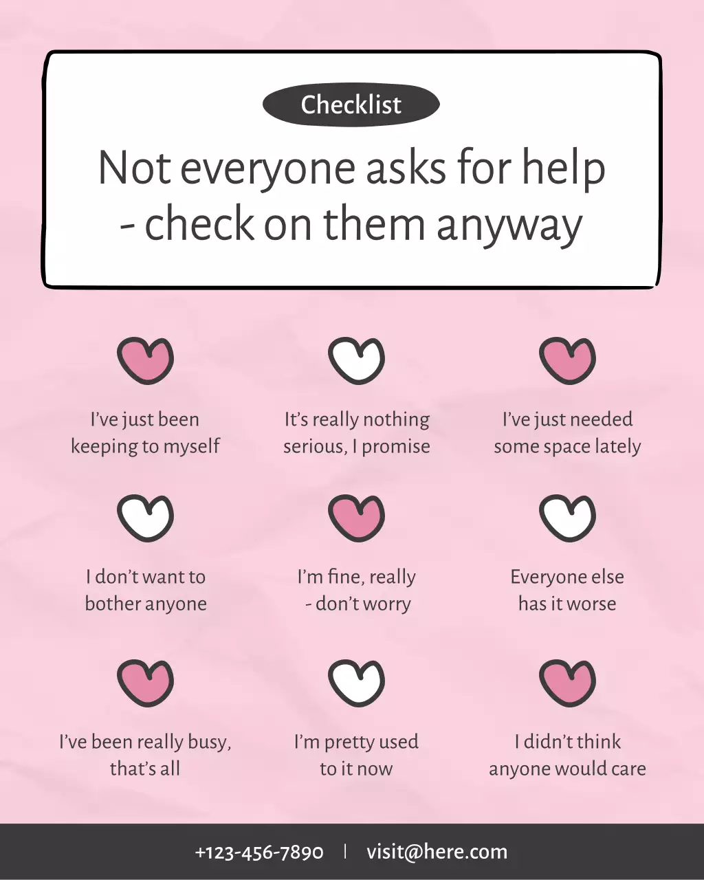 Pink Minimal Mental Health Checklist Post
