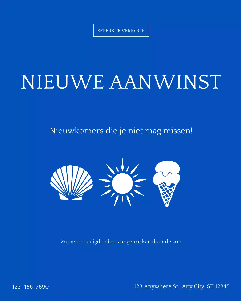 Blauwe moderne zomerpromotiepost