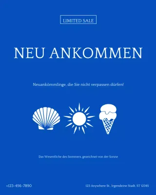 Blauer moderner Sommer-Werbepost