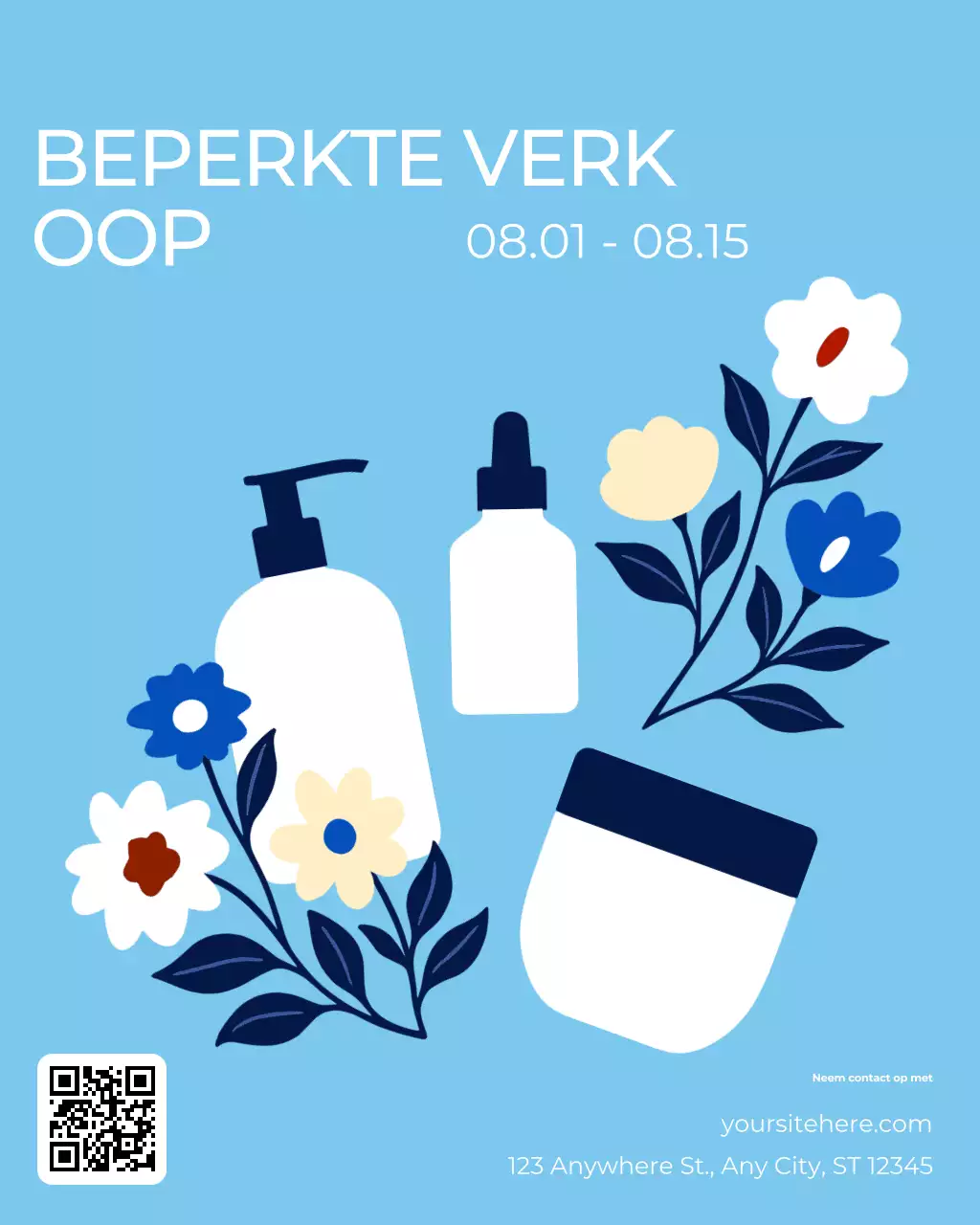 Promotiebericht voor blauwe moderne huidverzorging