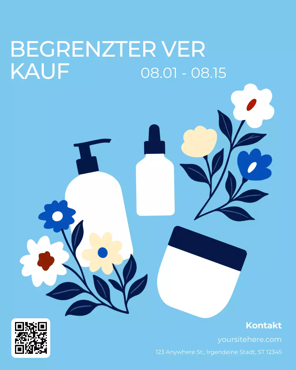 Blauer Werbebeitrag für moderne Hautpflege