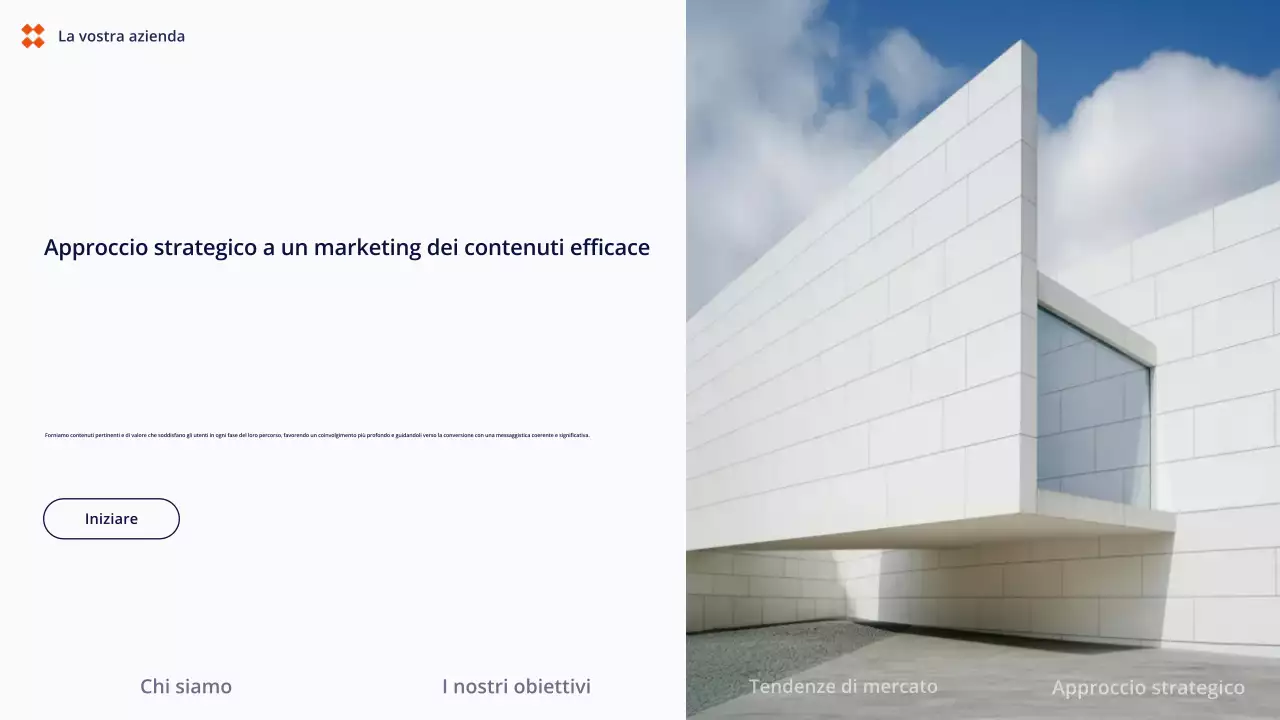 Presentazione di contenuti semplici e bianchi