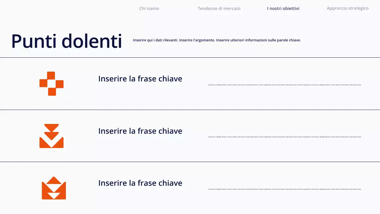 Presentazione di contenuti semplici e bianchi