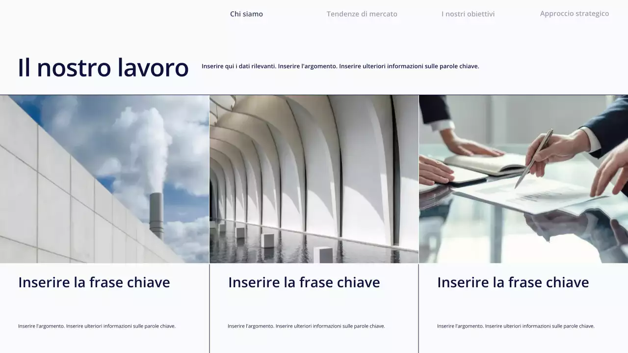 Presentazione di contenuti semplici e bianchi