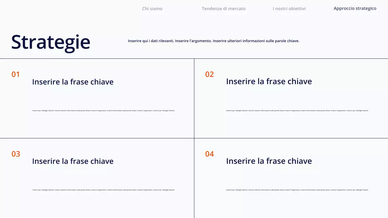 Presentazione di contenuti semplici e bianchi