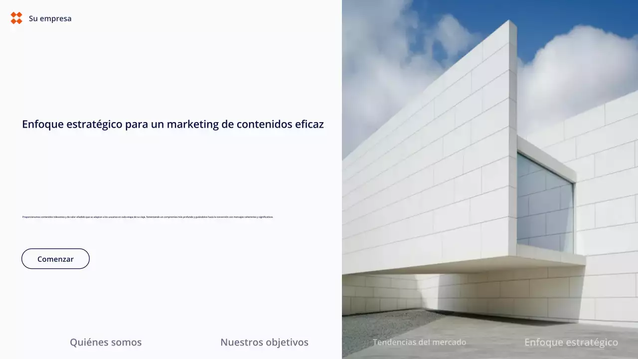 Presentación de contenido simple en blanco