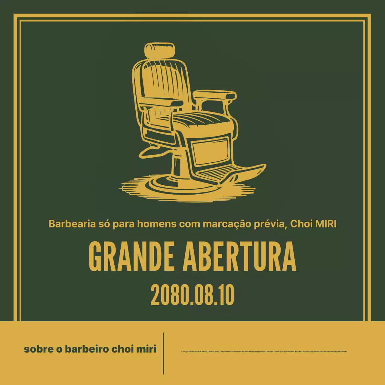 Abertura da barbearia masculina Khaki Vintage