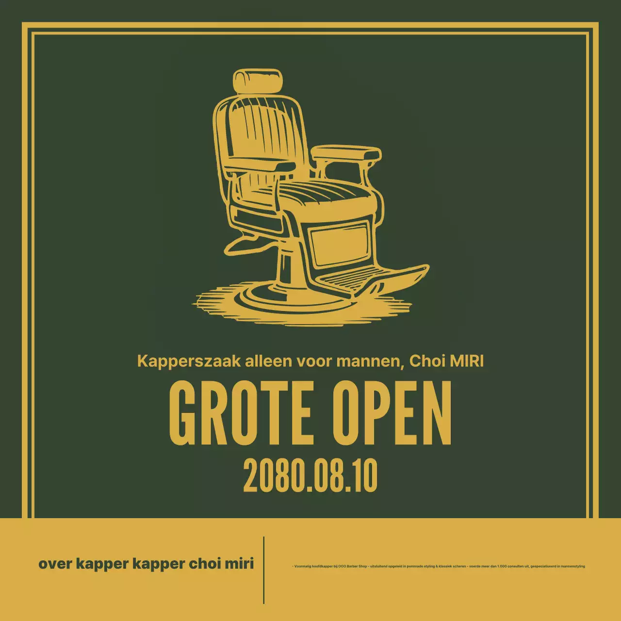 Khaki Vintage Herenkapsalon Opent